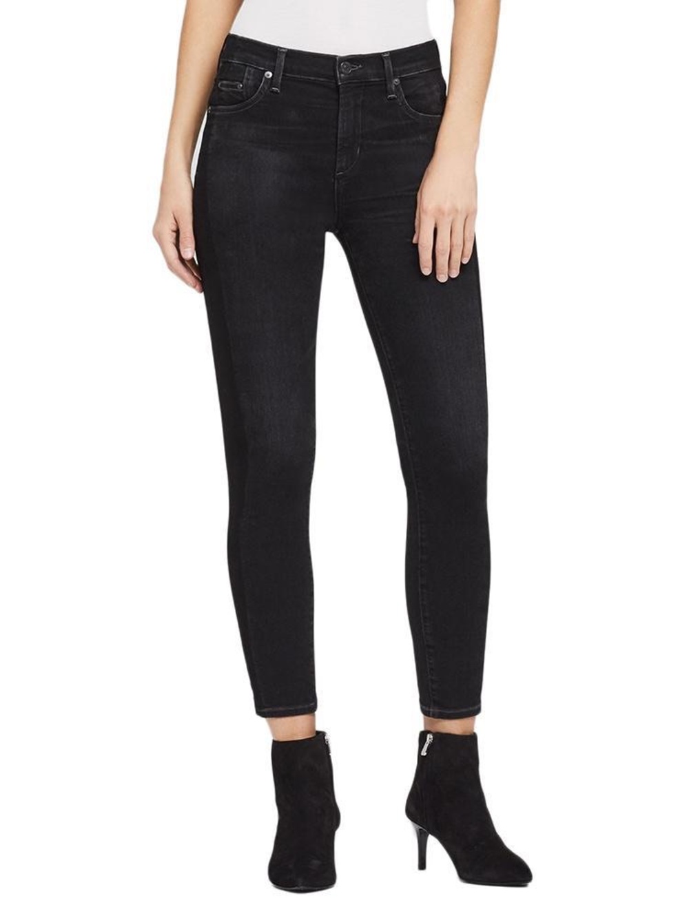 Citizens of Humanity Rocket Crop Jeans 24 Black High Rise Skinny Stretch USA